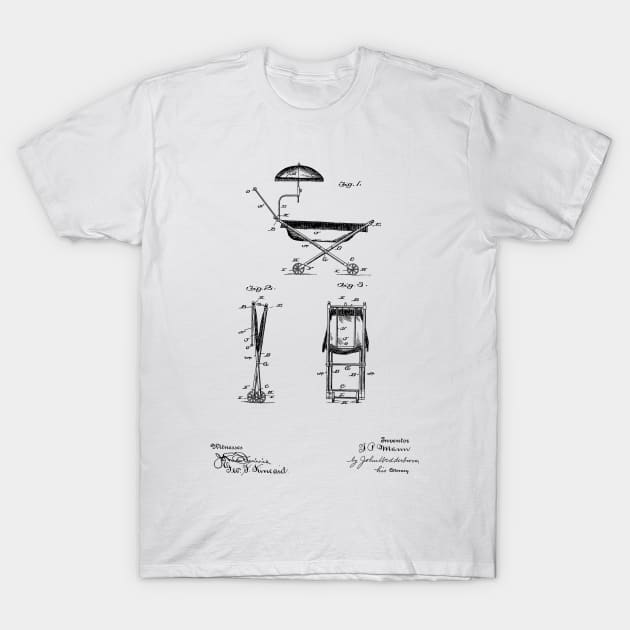 Baby Carriage Vintage Patent Hand Drawing T-Shirt by TheYoungDesigns